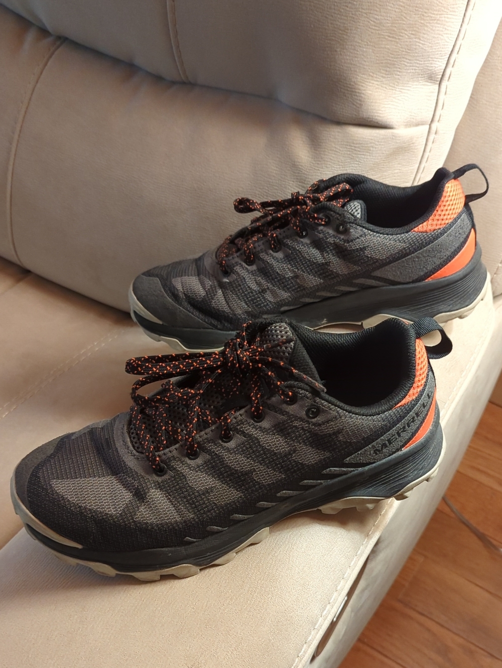 Merrell Speed Eco Gray and Orange Trail Sneakers